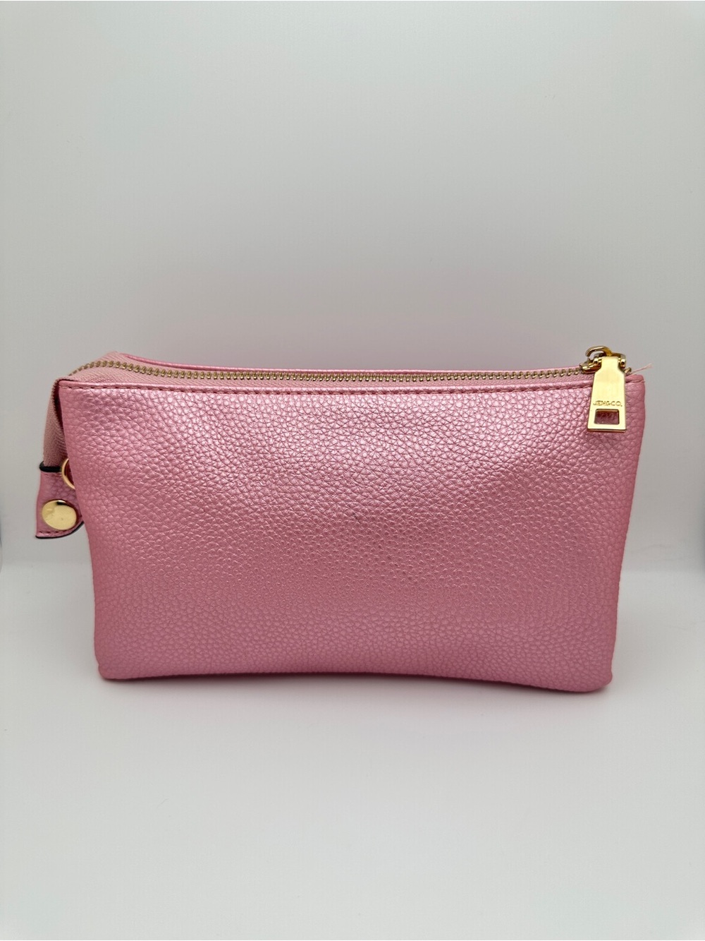 Jen & Co Riley Metallic pink vegan Leather Crossbody bag Wristlet Clutch